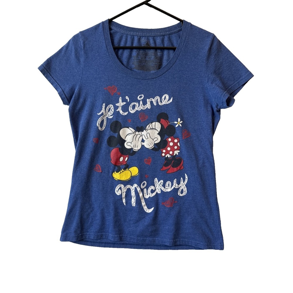 Disney Mickey Minnie Mouse Je T'aime Graph T Shirt L Love Romantic Travel Resort